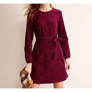 Boden Wine Red Patterned Mini Dress